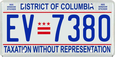 DC license plate EV7380