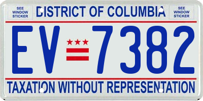 DC license plate EV7382