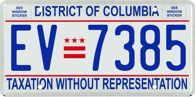 DC license plate EV7385