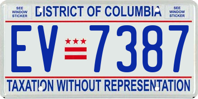 DC license plate EV7387