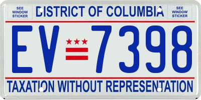 DC license plate EV7398