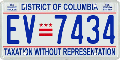 DC license plate EV7434