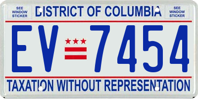DC license plate EV7454