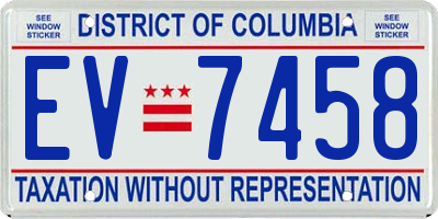 DC license plate EV7458