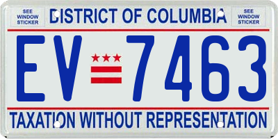 DC license plate EV7463