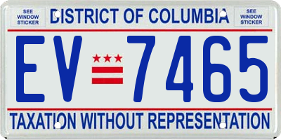 DC license plate EV7465