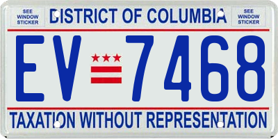 DC license plate EV7468
