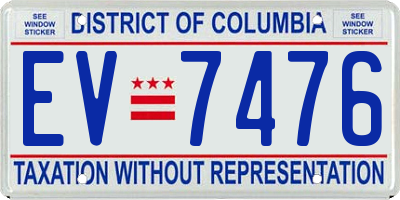 DC license plate EV7476