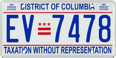 DC license plate EV7478