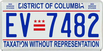 DC license plate EV7482