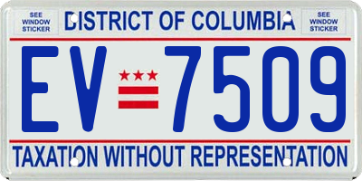 DC license plate EV7509