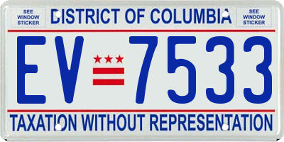 DC license plate EV7533