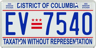 DC license plate EV7540