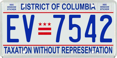 DC license plate EV7542