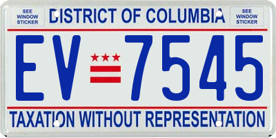 DC license plate EV7545