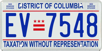 DC license plate EV7548