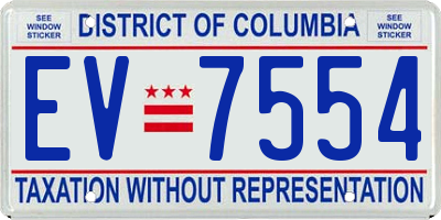 DC license plate EV7554