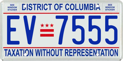 DC license plate EV7555