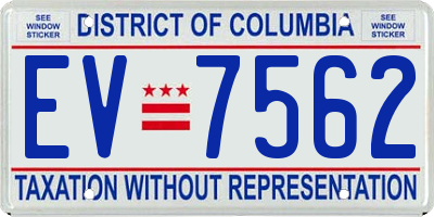 DC license plate EV7562