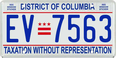 DC license plate EV7563