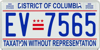 DC license plate EV7565