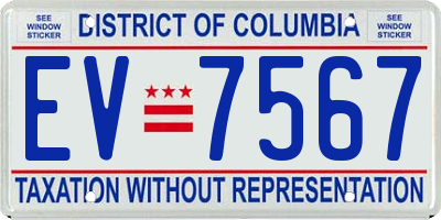 DC license plate EV7567