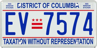 DC license plate EV7574