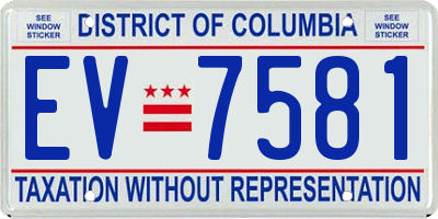 DC license plate EV7581