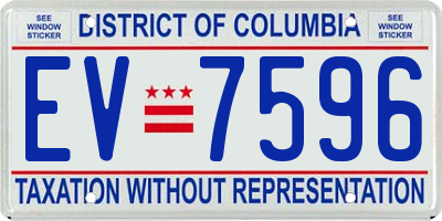 DC license plate EV7596