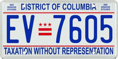 DC license plate EV7605