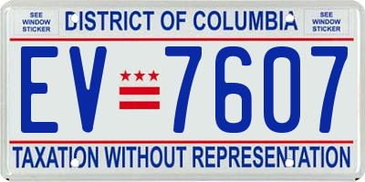 DC license plate EV7607