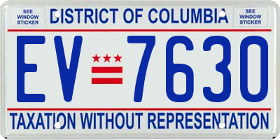 DC license plate EV7630