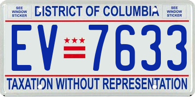 DC license plate EV7633