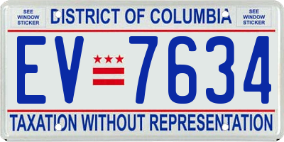 DC license plate EV7634