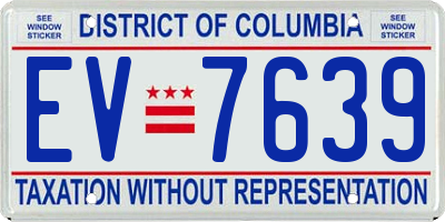 DC license plate EV7639