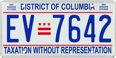 DC license plate EV7642