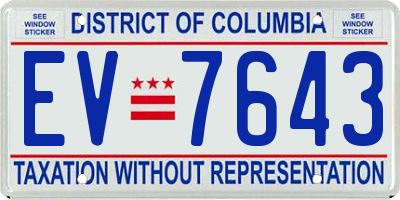 DC license plate EV7643