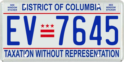 DC license plate EV7645