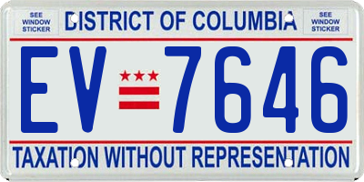 DC license plate EV7646