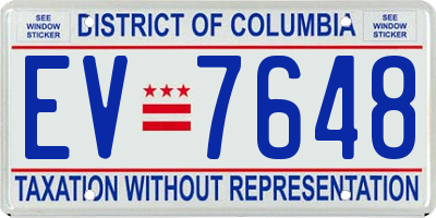 DC license plate EV7648