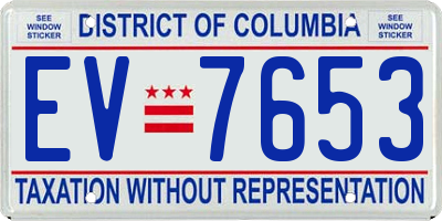 DC license plate EV7653