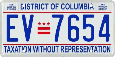 DC license plate EV7654