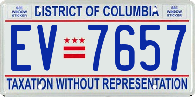 DC license plate EV7657