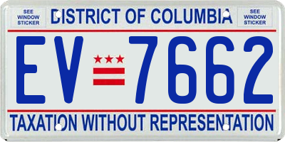 DC license plate EV7662