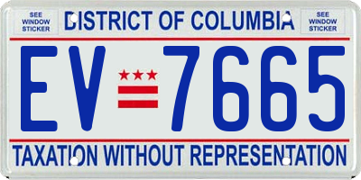 DC license plate EV7665