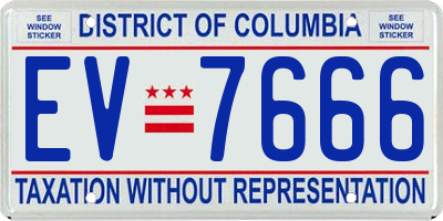 DC license plate EV7666