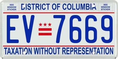 DC license plate EV7669