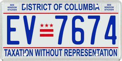 DC license plate EV7674