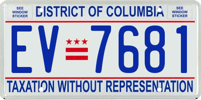 DC license plate EV7681