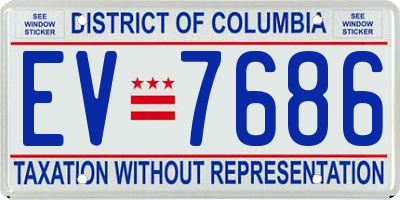 DC license plate EV7686